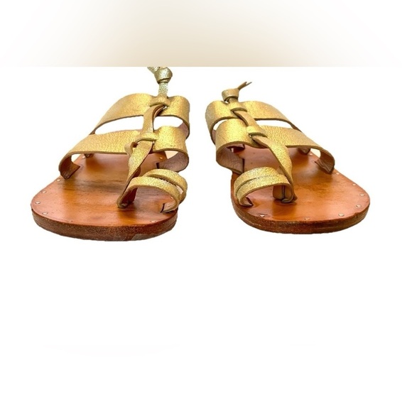 Beek Gold Leather Sandals Size 9 | Handmade Slide Sandals - Picture 7 of 11